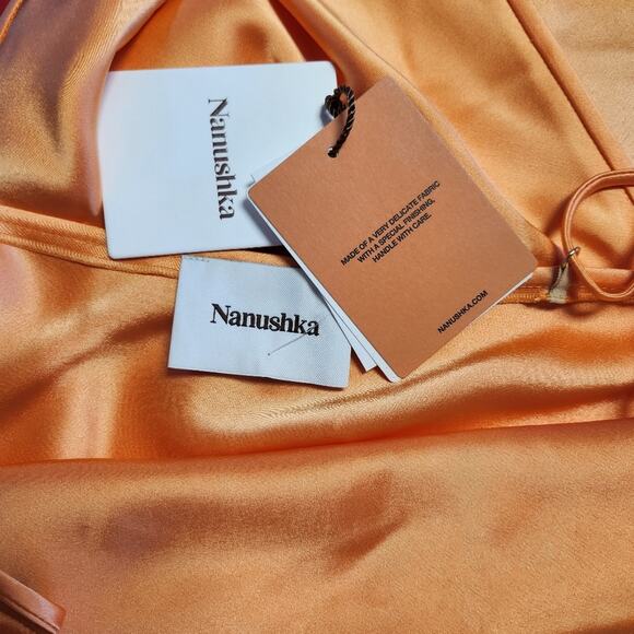 Nanushka Prita Cami Top Tangerine XS NWT | Silk-Like Draped Tank - Picture 7 of 7